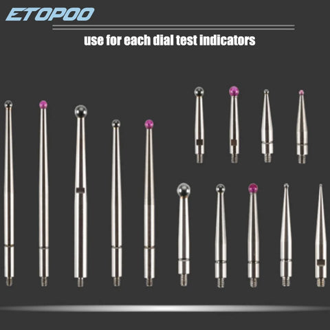 Contact Points for Dial Test Indicator Ruby Tips 2mm Ball Diameter 18mm Length M2.0 Thread Measurement Analysis Instrument Gauge