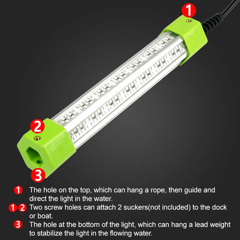 DC 12V 160W 6 Sides Green White Blue Yellow Aluminum High Power LED Fish Submersible Underwater Fishing Light