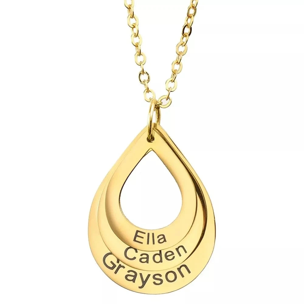 Personalized Water Drop Necklace Stainless Steel for Women