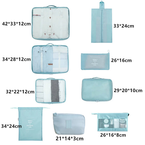 9 pieces Set Travel Organizer Storage Bags