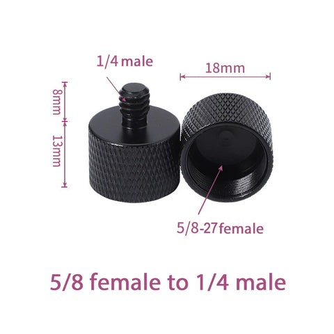 2pcs 5/8'' to 1/4" + 5/8'' to 3/8'' Adapter Thread Laser Level Rangefinder Screws Microphone Tripod  Adapter Mic Converter