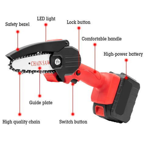 24V Lithium Battery Portable Electric Pruning Saw Rechargeable Small Electric Saws Woodworking Mini Electric Saw Garden Logging