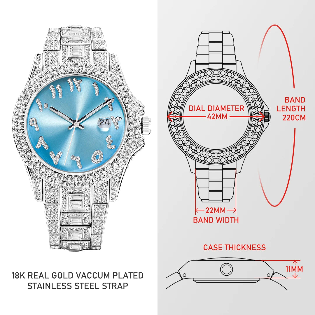 Ice out Watch for Couple MISSFOX Luxury Brand Diamond Watches for Lover Dropshipping New Auto Date Relogio Masculino de Luxo