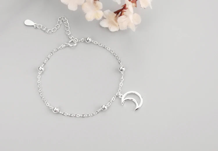 New Fashion Jewelry Beautiful 925 Sterling Silver Bracelets Moon Simple Personality Sweet Bracelets