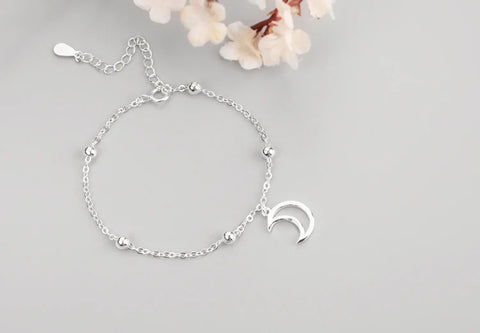 New Fashion Jewelry Beautiful 925 Sterling Silver Bracelets Moon Simple Personality Sweet Bracelets