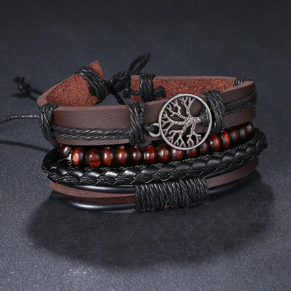 Braided Wrap Leather Bracelets for Men