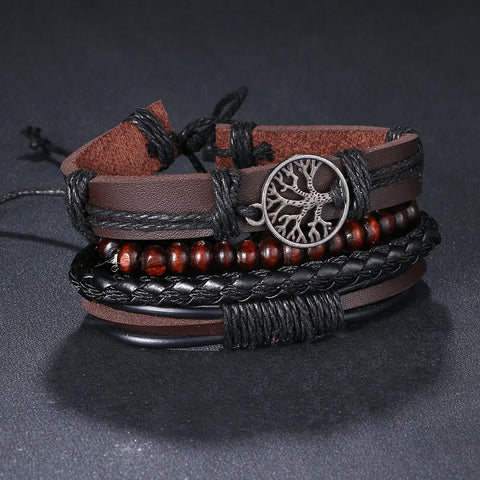 Braided Wrap Leather Bracelets for Men