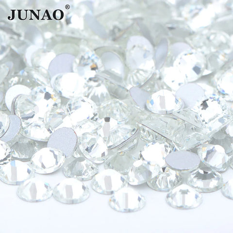 JUNAO 100Gross Bulk Packag SS6 SS10 SS12 SS16 SS20 SS30 AB Color Glass Rhinestones Non Hot Fix Flat Back Strass DIY Nail Stones