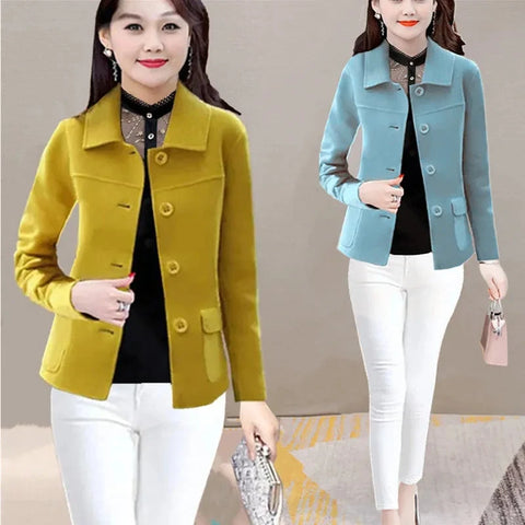 Solid Color Wool Blends Jacket women spring autumn Korean self cultivation Fashion Women Woolen Coat Ladies Clothes Overcoat