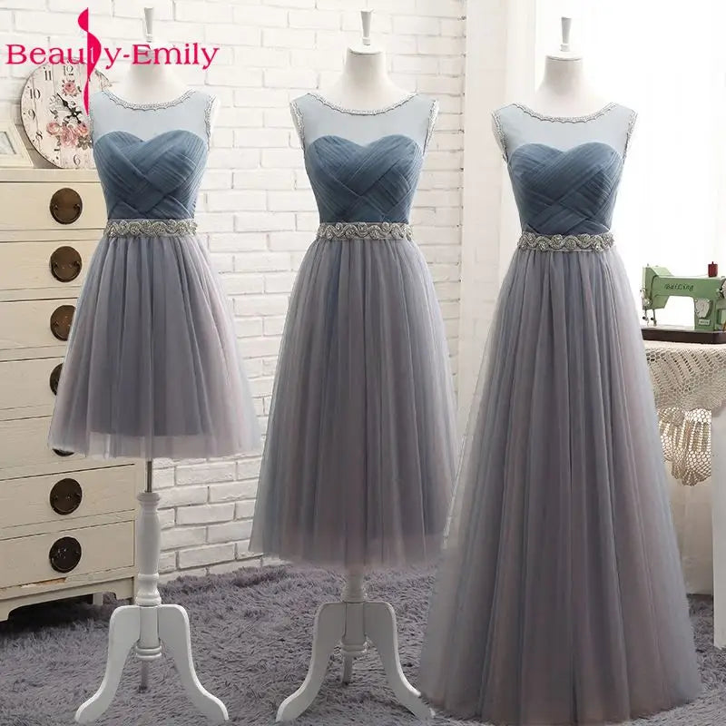 Beauty-Emily V Neck Bridesmaid Dresses Long for Wedding Elegant A Line Tulle Pink Party Gowns for Wedding Guests Prom Dress