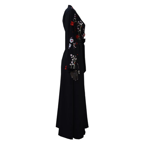 Abaya Dubai Kaftan Arabic Muslim Dress Women Cardigan Hijabs Ramadan Eid Embroidery Floral Long Sleeve Arab Islamic Clothing