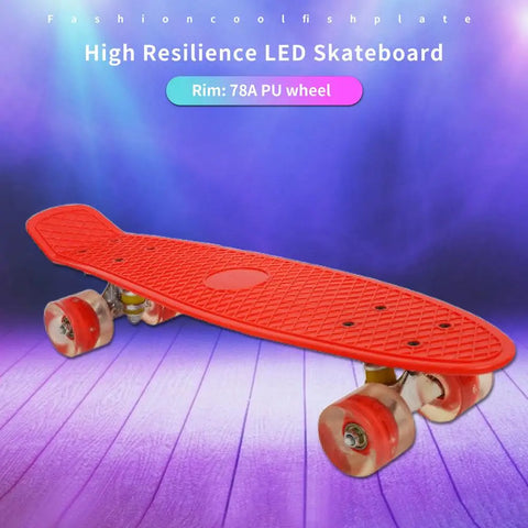 Skateboard LED 22inch Fish Board Children Scooter PP Longboard Penny Board Complete Printed Banana Skate Board