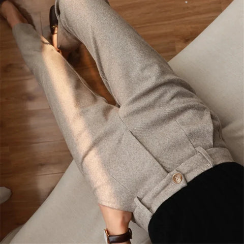 Woolen Pants Women's Harem Pencil Pants