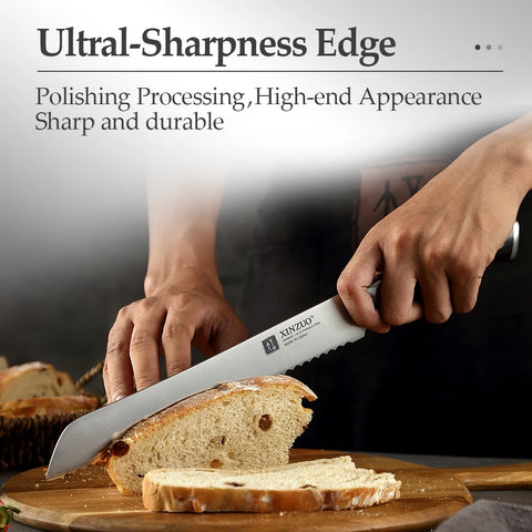 XINZUO 9‘’ Inches Bread Knife Germany 1.4116 Steel Slicer Cutter Cutting Cake Baguette Stainless Steel Kitchen Bakery Tools