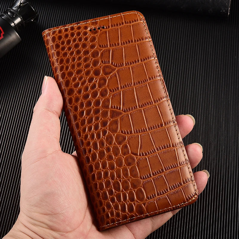 Crocodile Genuine Leather Flip Case For Samsung Galaxy A11 A12 A13 A14 A15 A21 A31 A41 A51 A71 4G 5G Phone Cover Cases