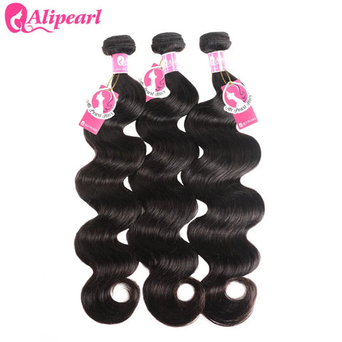 AliPearl Hair Body Wave 3 Bundles Peruvian Hair Weave Bundles 8''-24'' Human Hair 4 Bundles Natural Color Remy Hair Extension