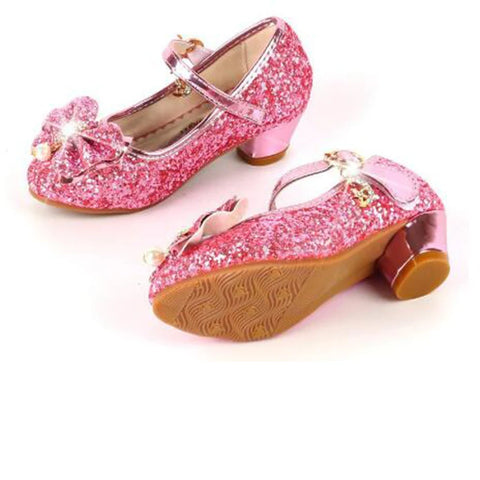 High Heel Children Girl Dance Glitter Shoes Fashion Girls Party Dance Shoe