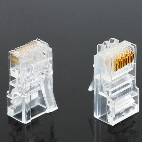 OULLX 20/50/100PCS RJ45 Ethernet Cables Module Plug Network Connector RJ-45 Crystal Heads Cat5 Cat5e Gold Plated Network Cable