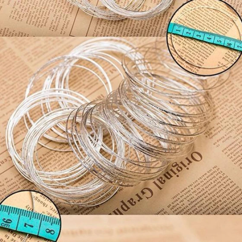 QianBei 10pcs Fashion Etched Dimpled Circle Silver Color Bangles Bracelets Women Men Lovers Jewelry Gifts