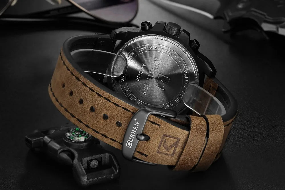 Chronograph Quartz Military Genuine Leather watch