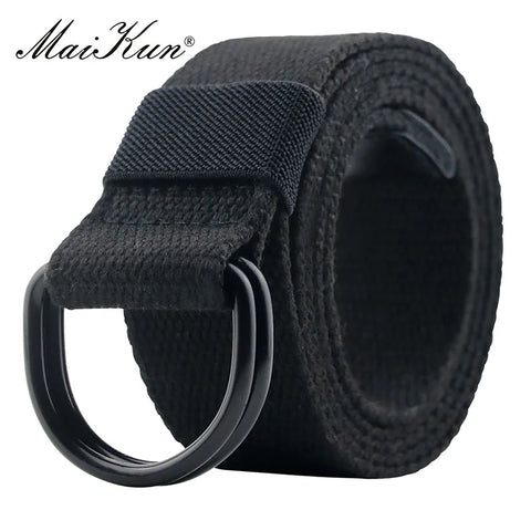 Double D-Ring Buckle Waistband Casual Canvas Female Belt