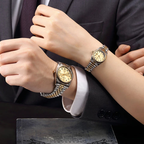 Couple Watch 2024 Mens Watches Top Brand Luxury  Quartz Watch Women Clock Ladies Dress Wristwatch Fashion Casual Lovers Watch