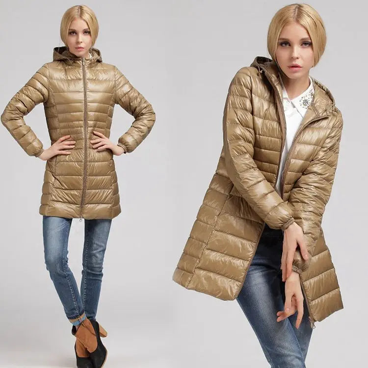 Light Down Jacket Women With Hooded Down Coat Female Big Size Coats