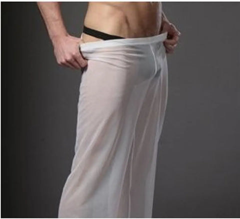 Sexy Men Transparent Loose Mesh Sheer Lounge Pants