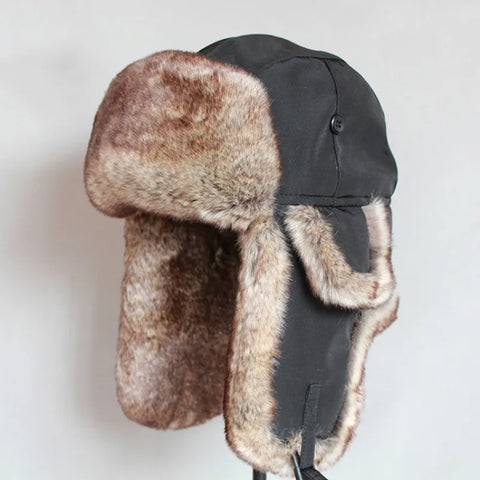 Winter Bomber Hat  For Men Faux Fur Russian Hat Ushanka Women Thick Warm Cap with Ear Flaps