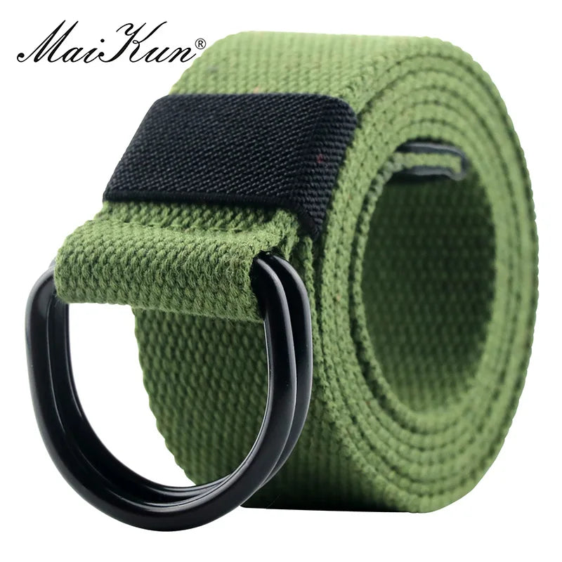 Double D-Ring Buckle Waistband Casual Canvas Female Belt