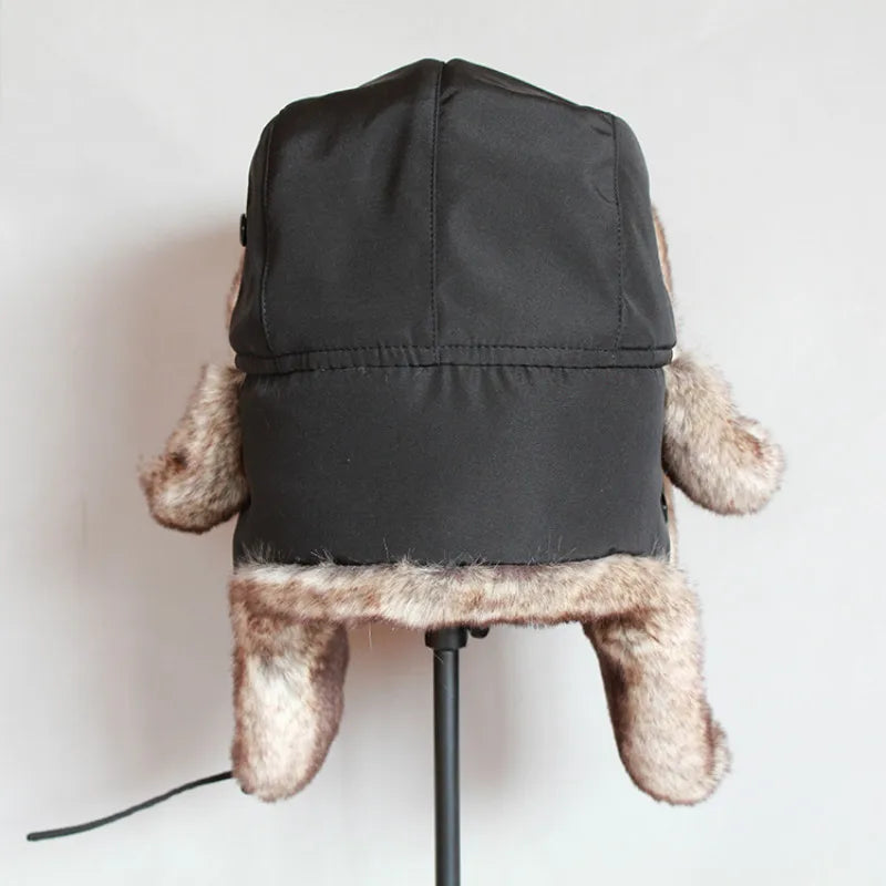 Winter Bomber Hat  For Men Faux Fur Russian Hat Ushanka Women Thick Warm Cap with Ear Flaps