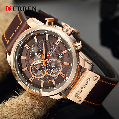 CURREN Brand Watch Men Leather Sports Watches Men's Army Military Quartz Wristwatch Chronograph Male Clock Relogio Masculino