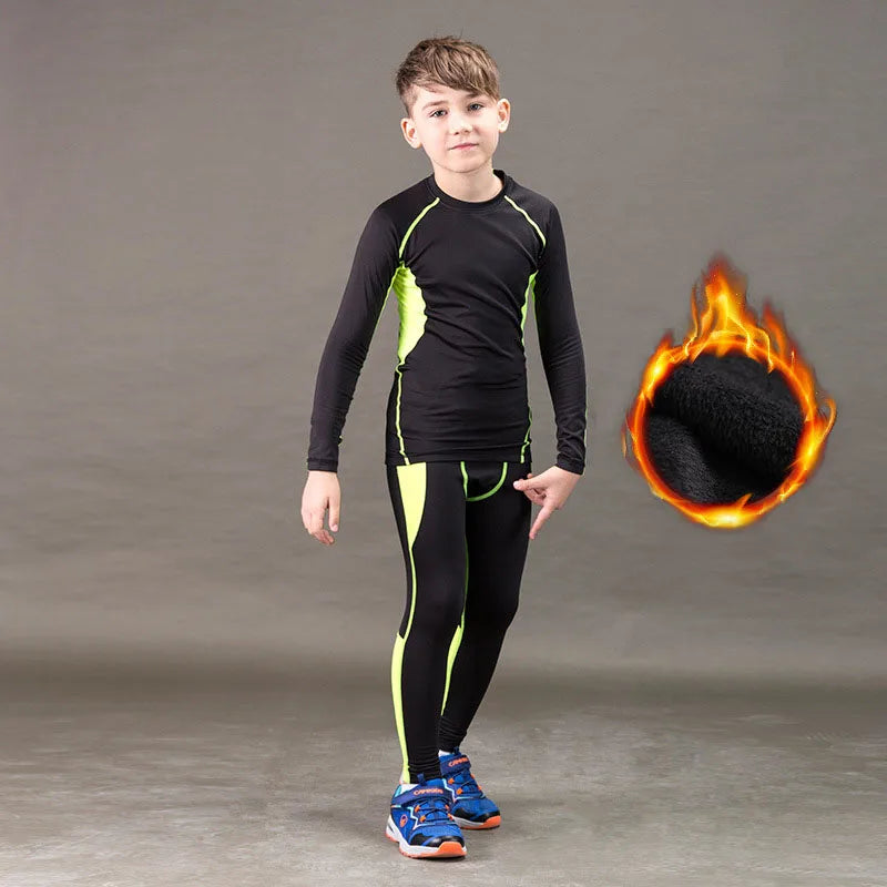 New Boys Thermal Underwear Set Children Plus Velvet Winter Warm Thermo Underwear Masculino Long Johns Girls Lucky Johns Fitness