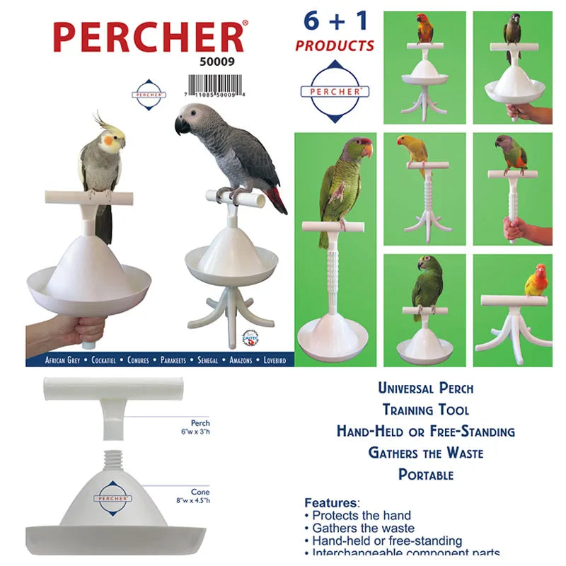 CAITEC Parrot Stand Bird Toys Portable Perch and Training Tool Light Weight Bird Stand Safe Sturdy Tool for All Sizes Parrots