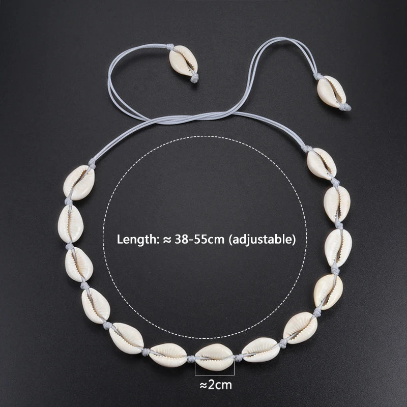 Hot Conch Seashell Necklace Women Jewelry Summer Beach Shell Choker Bohemian Rope Cowrie Beaded Necklaces Handmade Collar Female