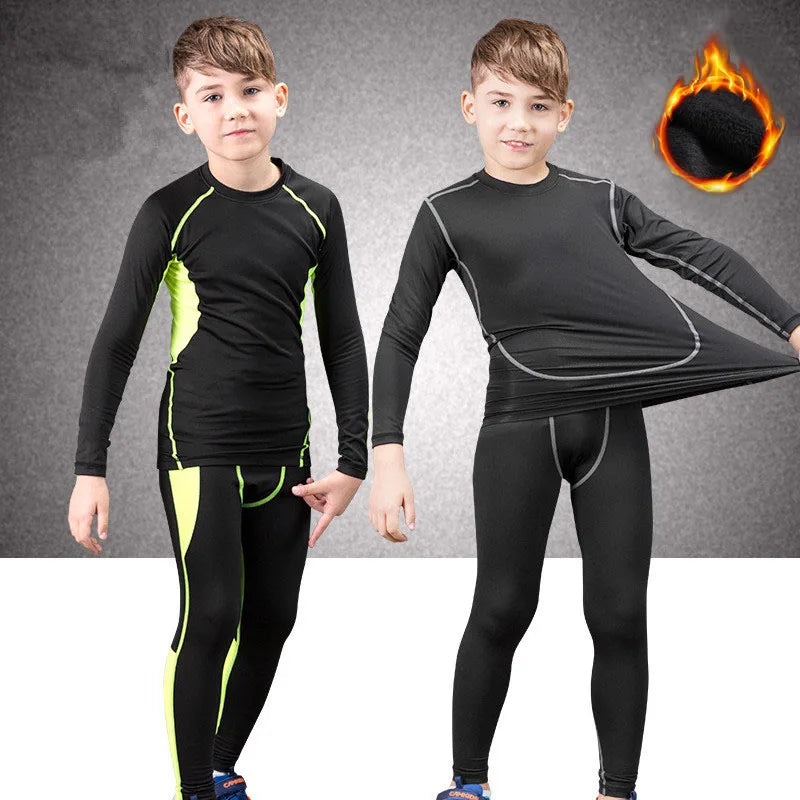 New Boys Thermal Underwear Set Children Plus Velvet Winter Warm Thermo Underwear Masculino Long Johns Girls Lucky Johns Fitness