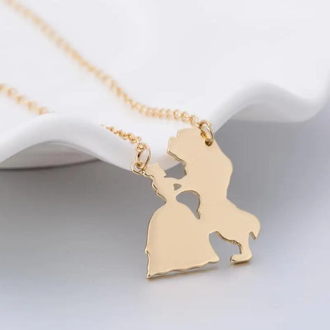 2024 New Movie Jewelry Beauty and the Beast Necklace for Women Prince Princess Pendant Necklaces Lover Accessories Gifts