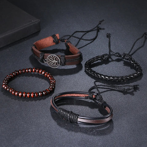 Braided Wrap Leather Bracelets for Men