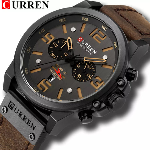 Chronograph Quartz Military Genuine Leather watch