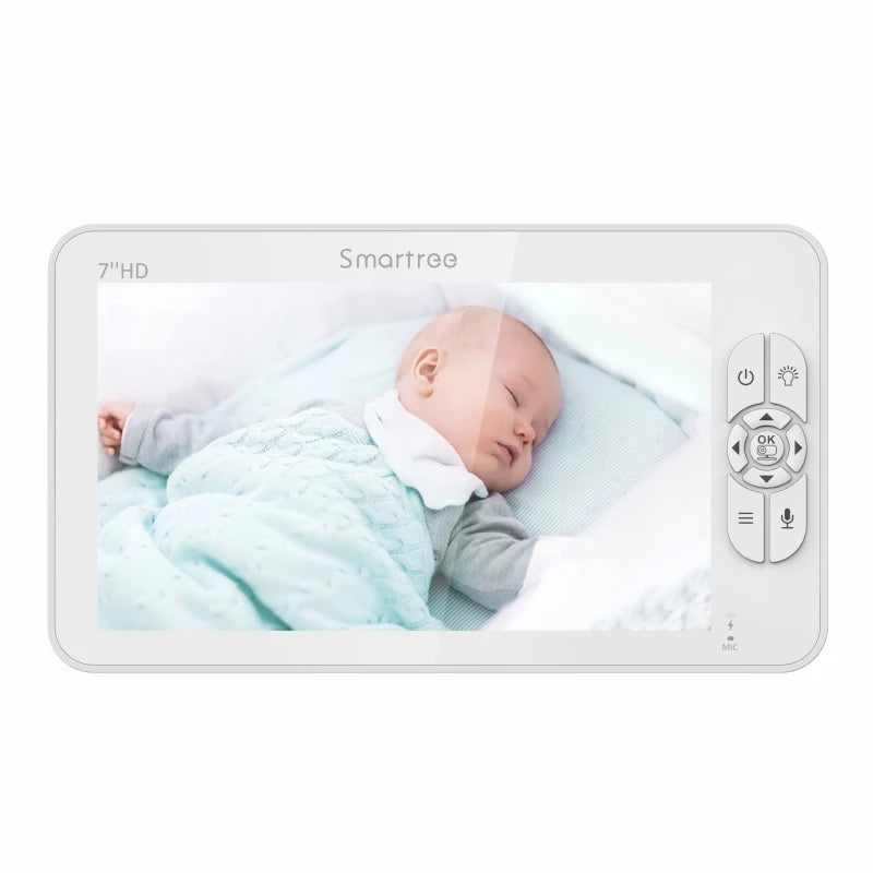 SM70 7" 720P HD Split Screen Video Baby Monitor No WiFi, Baby Camera Monitor, Hack Proof, Remote Zoom/Pan/Tilt, 4000mAh Battery