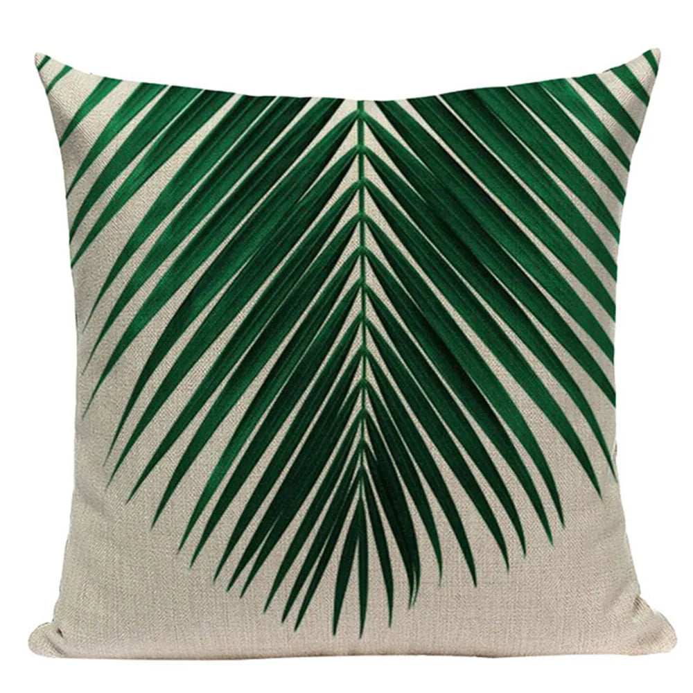 Tropical Plants Palm Tree Printed Decorative Throw Pillow Cushion Cover Case Green Leaf Leaves Cushion Case For Sofa Home