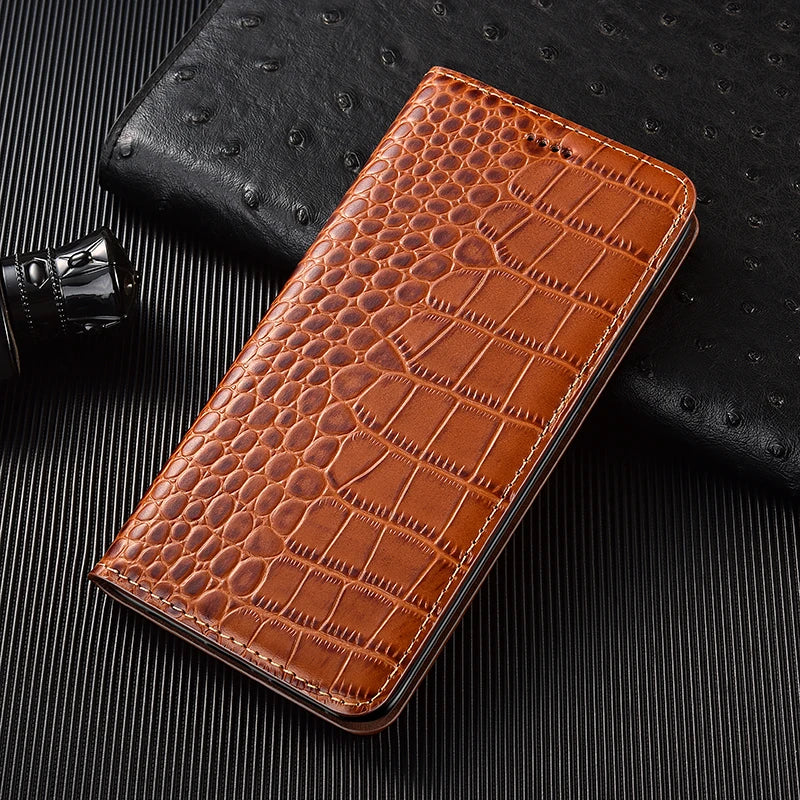 Crocodile Genuine Leather Flip Case For Samsung Galaxy A11 A12 A13 A14 A15 A21 A31 A41 A51 A71 4G 5G Phone Cover Cases