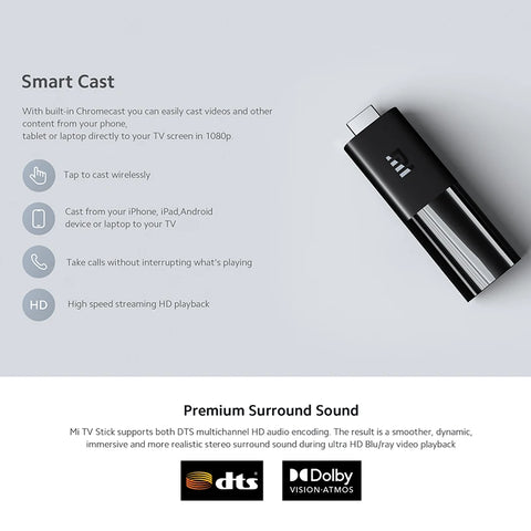 Xiaomi Mi TV Stick Original EU Version Android TV 9.0 Smart Mini TV 1GB RAM 8GB ROM Bluetooth 4.2 Dongle Wifi Google Assistant