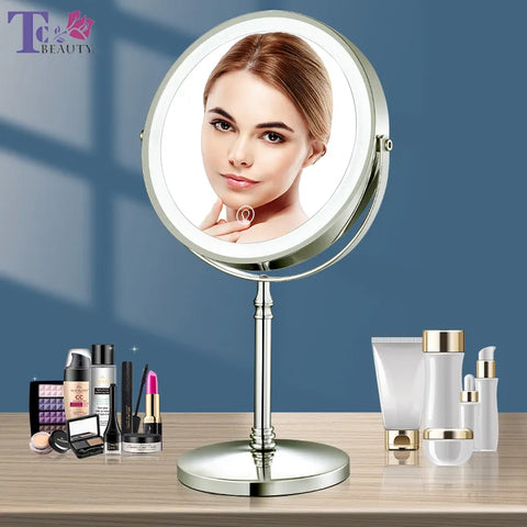 8 Inch Gold Makeup Mirror With Light USB Charging