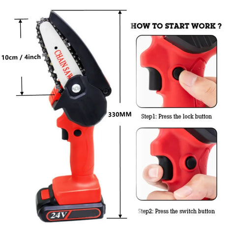 24V Lithium Battery Portable Electric Pruning Saw Rechargeable Small Electric Saws Woodworking Mini Electric Saw Garden Logging