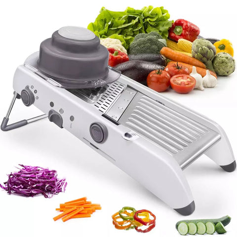 LMETJMA 18 Types Adjustable Mandoline Slicer Stainless Steel Vegetable Julienner Grater Onion Potato Slicer Cutter KC0326