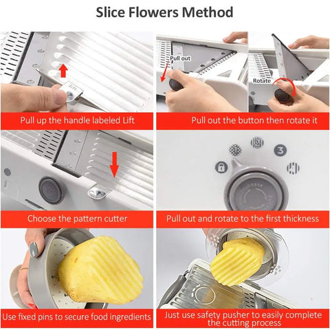 LMETJMA 18 Types Adjustable Mandoline Slicer Stainless Steel Vegetable Julienner Grater Onion Potato Slicer Cutter KC0326