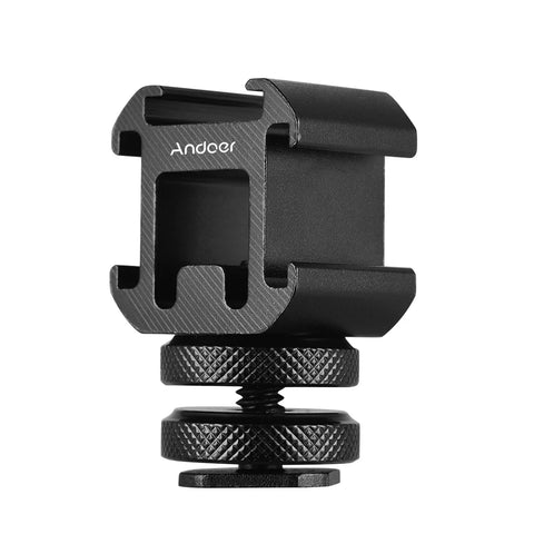 Andoer 3 Cold Shoe Mount Adapter On-Camera Mount Adapter for Canon Nikon Sony DSLR Camera for LED Video Light Microphone Monitor