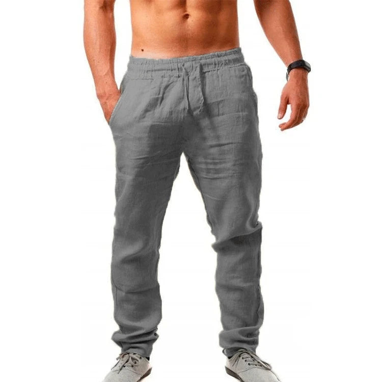 New Breathable Solid Color Linen Trousers Fitness Streetwear