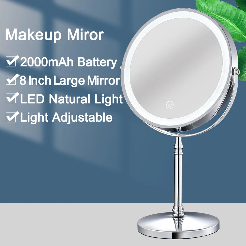 8 Inch Gold Makeup Mirror With Light USB Charging